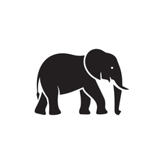 Obraz premium Vector elephant in a black silhouette against a white background