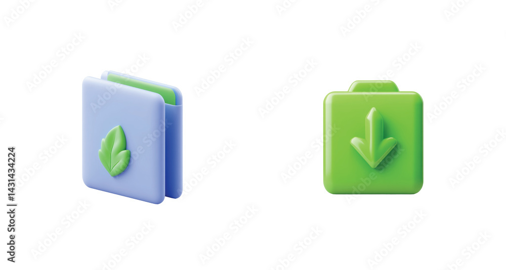 Aufkleber icons for files and folders with up and down arrows for easy navigation 3d