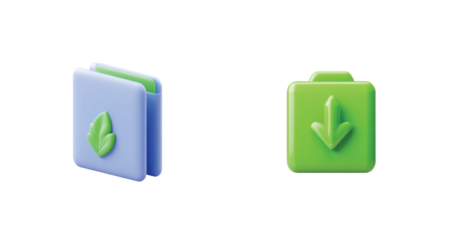 icons for files and folders with up and down arrows for easy navigation 3d
