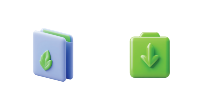 icons for files and folders with up and down arrows for easy navigation 3d