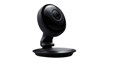 A small security camera with a glossy finish isolated on transparent background	