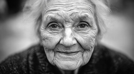 Aged woman's serene face