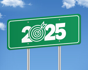 Vibrant green road sign centered with 