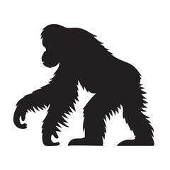 Unique orangutan silhouette vector with expressive detailing for creative logos – orangutan silhouette – orangutan vector – orangutan illustration – silhouette of orangutan – orangutan icon


