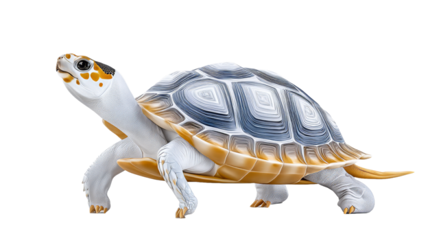 Charming Little Turtle with a Pure White Shell Perfectly Captured in a Conceptual Pet Image on a Crisp White Background for Your Creative Projects