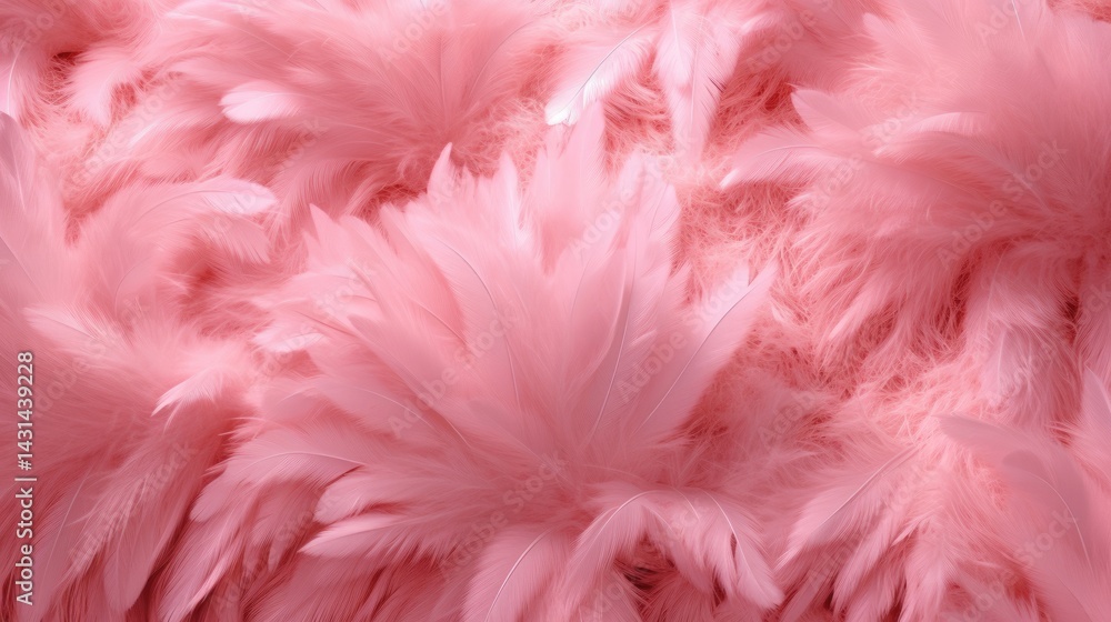 Poster soft pink feathers texture. macro shot for delicate and fluffy design. close up of pink carpet made 