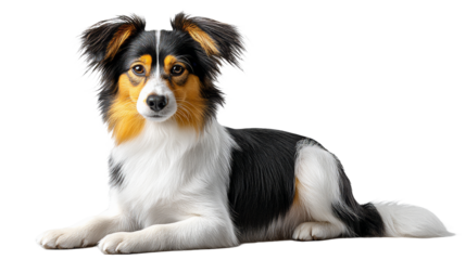 Adorable Black and White Faced Dog on Pure White Background Perfect for Pet Lovers and Animal Enthusiasts