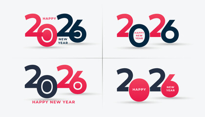 Big Set of 2026 number design template. 2026 Happy New Year logo text design.