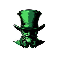 Mysterious Green Top Hat Gentleman  A Vector Illustration
