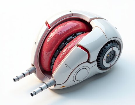 Futuristic Bio-Mechanical Robot Design Red Organic Internal Components