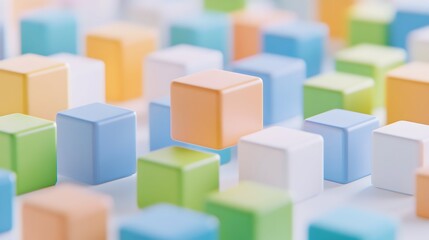 Obraz premium Abstract pattern of colorful blocks, some floating in the air