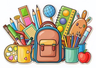 Back to School Cartoon Decorations: Coloring Book & Sticker Elements Vol. 2 - Low Light Photography