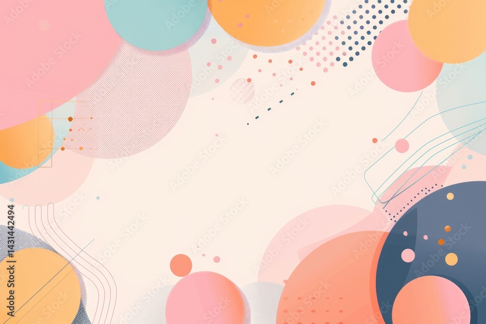 Poster abstract multiple pastel colour circle with the colourful background, geometry a branch of mathemati