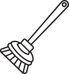 plastic toilet brush line art, black outline, vector and illustration, coloring book page line art drawing