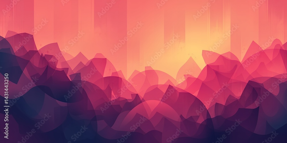 Poster abstract landscape with soft pinks and purples creating a dreamlike mountain range view