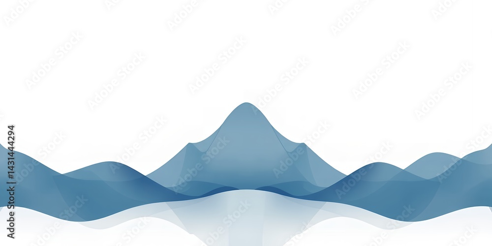Aufkleber abstract blue waves with reflections on a white background creating a serene scene