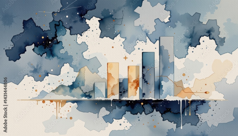 Poster data visualization business growth metrics abstract art creative workspace digital design concept