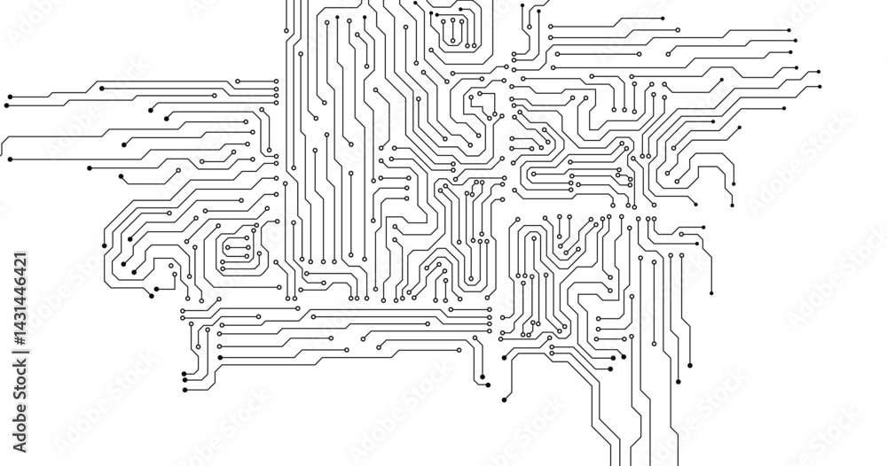 Poster abstract technology black lines circuit cyber pattern on white background vector