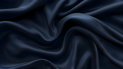 Fototapeta premium Close up of a dark blue silk fabric with soft folds and subtle highlights creating a smooth texture