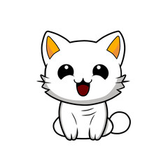 animal, cat, cute, pet, feline, kitty, isolated, happy, background, domestic, portrait, looking, design, kitten, adorable, illustration, tabby, white, face, funny, white background, vector, fur, ginge