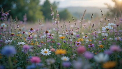 Dreamscape Bloom: Wildflower Meadow in Soft Focus Harmony
