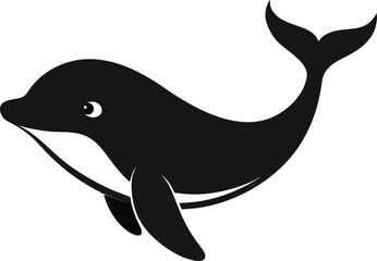 Black silhouette vector of a Whale