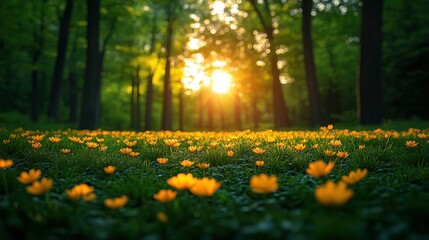 Fototapeta premium Golden Sunlight through Forest