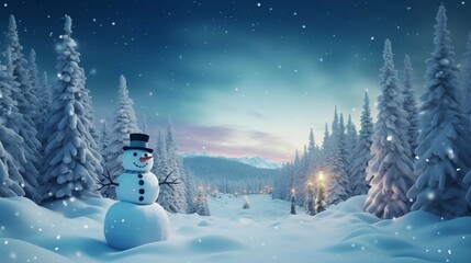 Fototapeta premium Christmas: Snowman silhouette under dawn