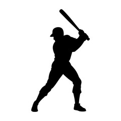 Dynamic vector of a baseball batter mid-swing, ideal for sports branding, t-shirt prints, and athletic illustrations. Clean lines and isolated for easy customization.