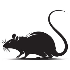 Streamlined rat vector silhouette perfect for minimalist design projects – rat silhouette – rat vector – rat illustration – silhouette of rat – rat icon

