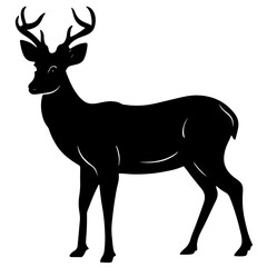 Fototapeta premium Deer head adorned with leaves and flowers against a white background, showcasing a blend of nature and artistry