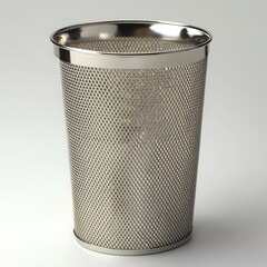 Metal mesh trash can receptacle isolated on white background