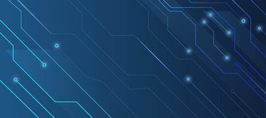 Abstract technology circuit board blue gradient background.
