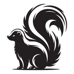 Fototapeta premium Smooth skunk vector illustration in solid silhouette format – skunk silhouette – skunk vector – skunk illustration – silhouette of skunk – skunk icon