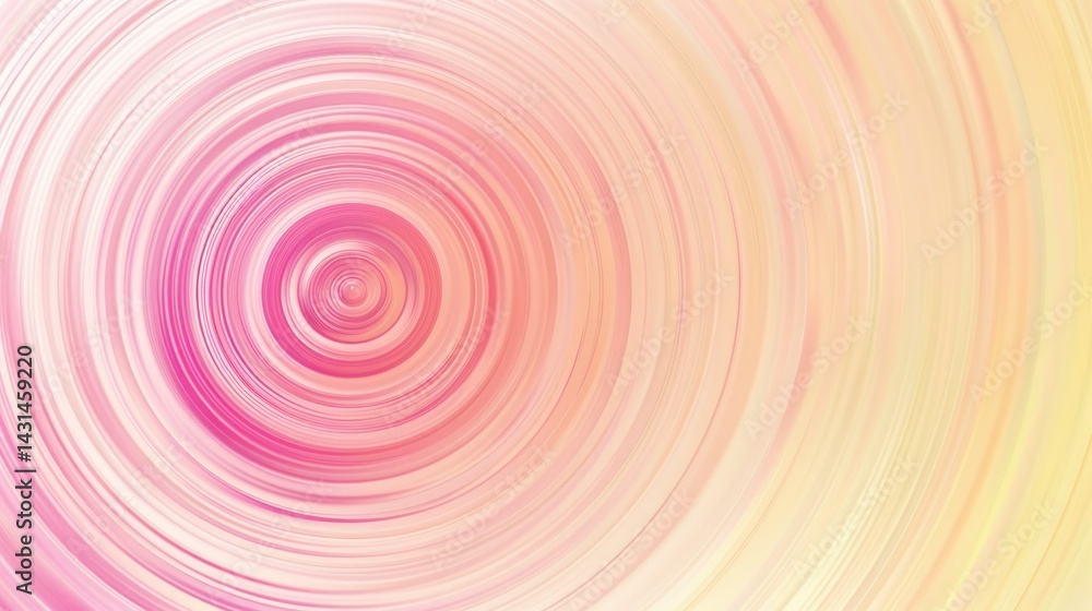 Poster soft pastel spiral with concentric circles in peach and yellow tones. background image of gradient c