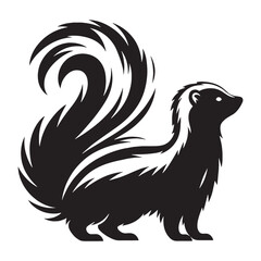 Minimal skunk silhouette vector featuring clean, soft curves – skunk silhouette – skunk vector – skunk illustration – silhouette of skunk – skunk icon

