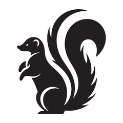 Distinct skunk silhouette vector with precise line work – skunk silhouette – skunk vector – skunk illustration – silhouette of skunk – skunk icon

