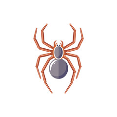 Cute cartoon spider vector illustration with eight detailed legs and glossy body, ideal for Halloween designs, kids' books, and nature-themed graphics.