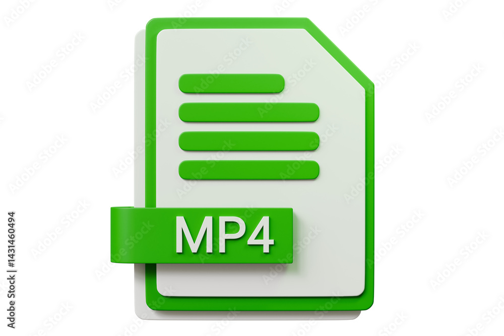 Aufkleber 3d file folder document mp4 icon. minimal word mp4 sheet presentation document icon. document form. 
