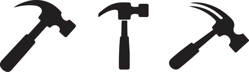 vector silhouettes of three different types of hammers.