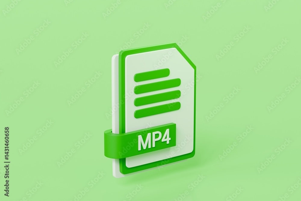 Aufkleber 3d file folder document mp4 icon. minimal word mp4 sheet presentation document icon. document form. 