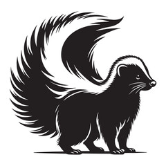 Refined skunk vector silhouette with balanced geometric form – skunk silhouette – skunk vector – skunk illustration – silhouette of skunk – skunk icon

