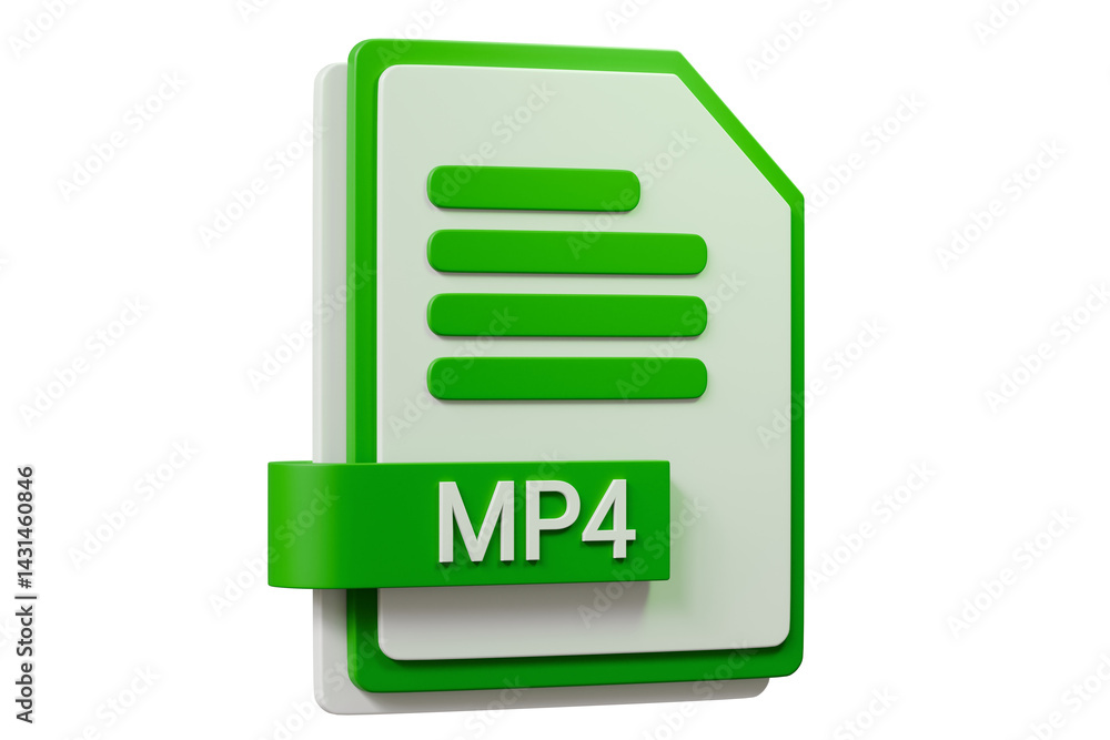 Aufkleber 3d file folder document mp4 icon. minimal word mp4 sheet presentation document icon. document form. 