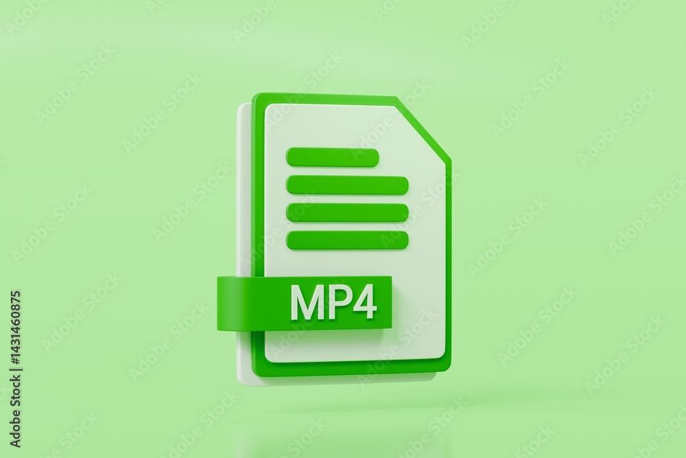 Aufkleber 3d file folder document mp4 icon. minimal word mp4 sheet presentation document icon. document form. 