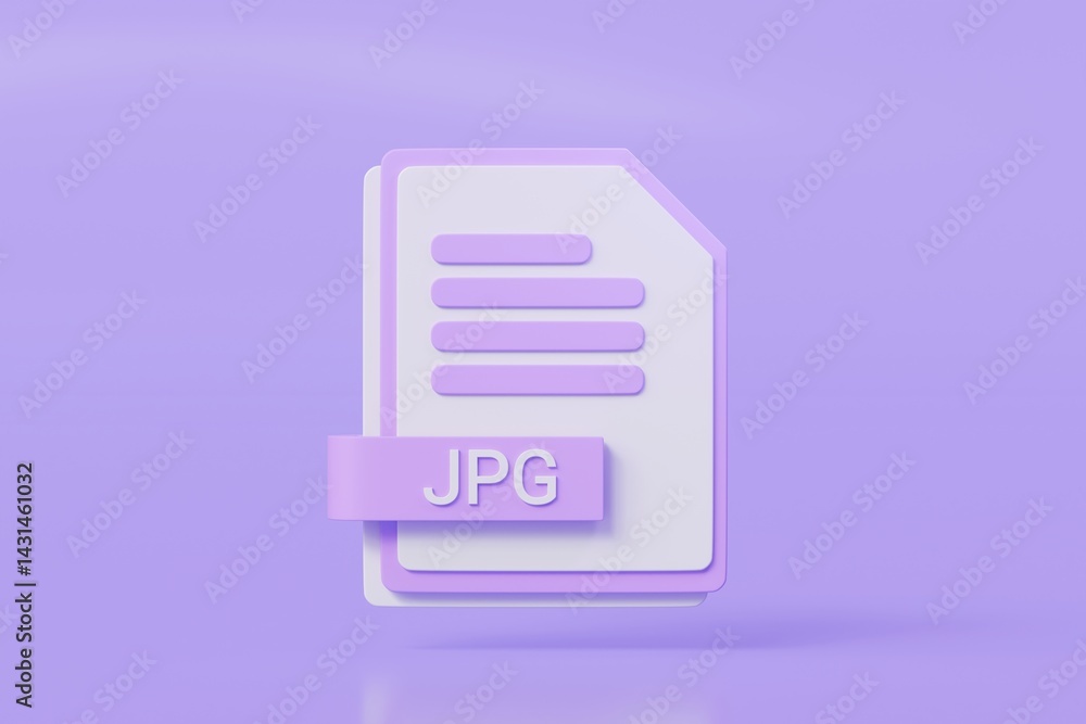 Poster 3d file folder document jpg icon. minimal word jpg sheet presentation document icon. document form. 