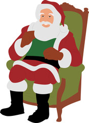 Santa Claus Sitting Green Chair Christmas
