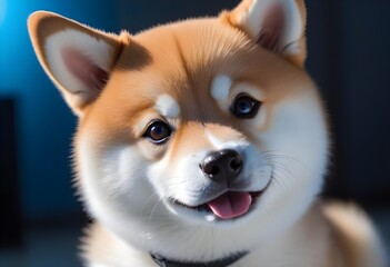 Obraz premium Shiba Inu Dog Portrait with Fluffy Coat and Expressive Eyes