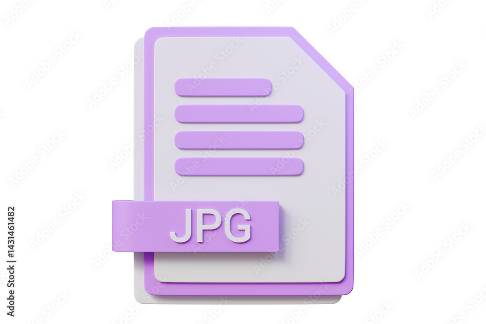 Poster 3d file folder document jpg icon. minimal word jpg sheet presentation document icon. document form. 