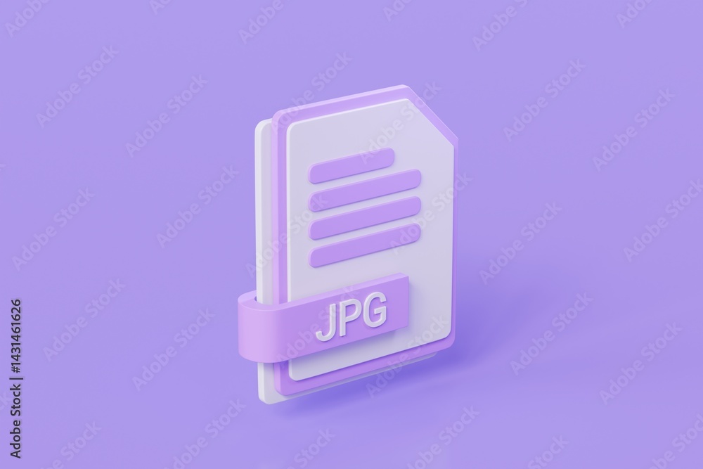 Poster 3d file folder document jpg icon. minimal word jpg sheet presentation document icon. document form. 