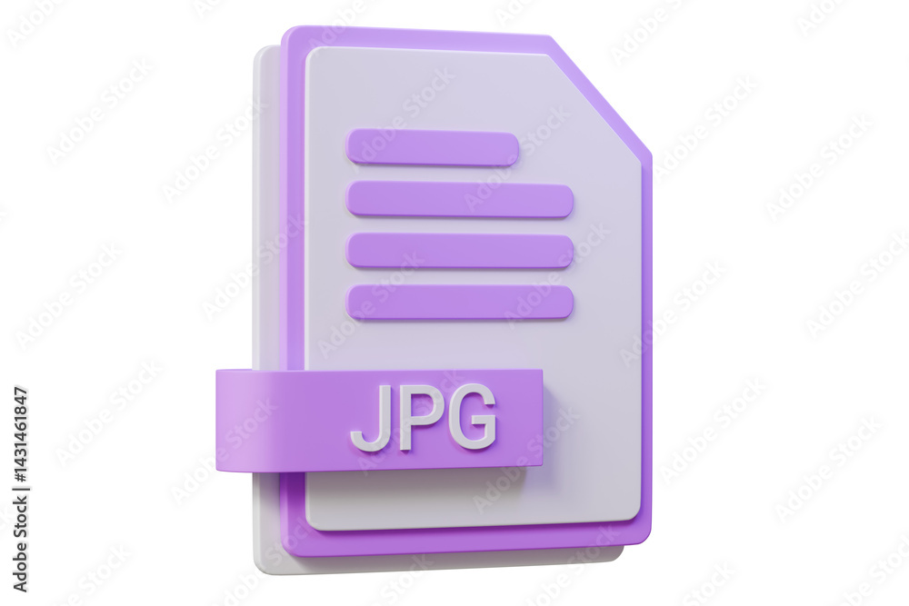 Poster 3d file folder document jpg icon. minimal word jpg sheet presentation document icon. document form. 